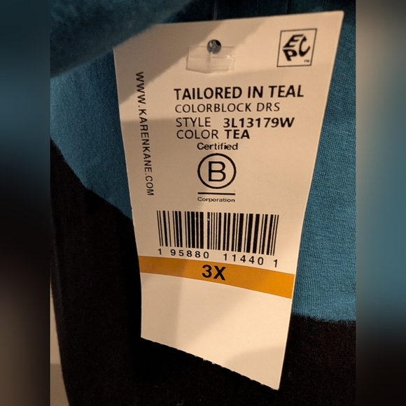 NWT Karen Kane Women's Color Block cowl neck Teal & black Dress Sz 3x - Picture 5 of 13